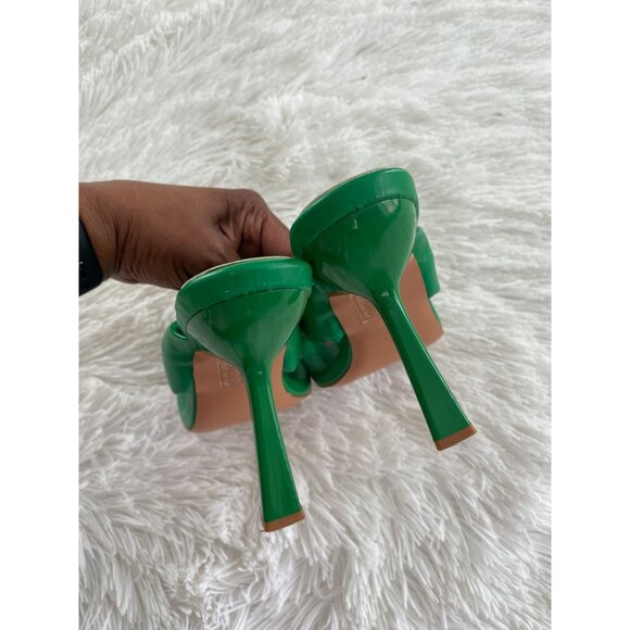 PrettyLittleThing Green Bow Detail Square Toe Heeled Mules Womens Size 7 - Picture 4 of 9